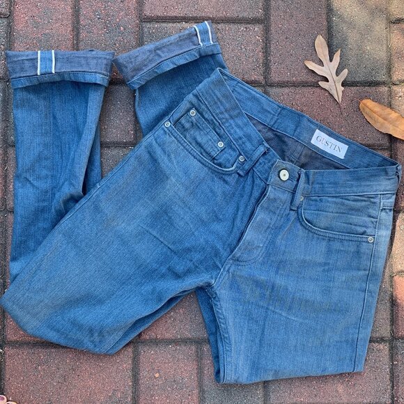 Gustin Raw Denim Skinny Jeans, Italy Sea Blue - Picture 4 of 7